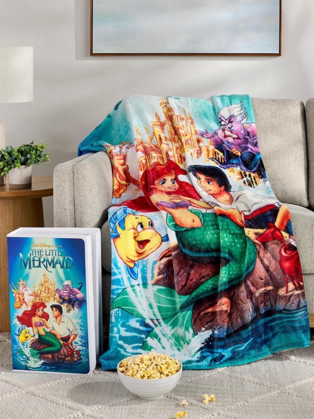 Disney Classic Little Mermaid VHS Boxed Silk Touch Throw, 50"x 70", Collectible